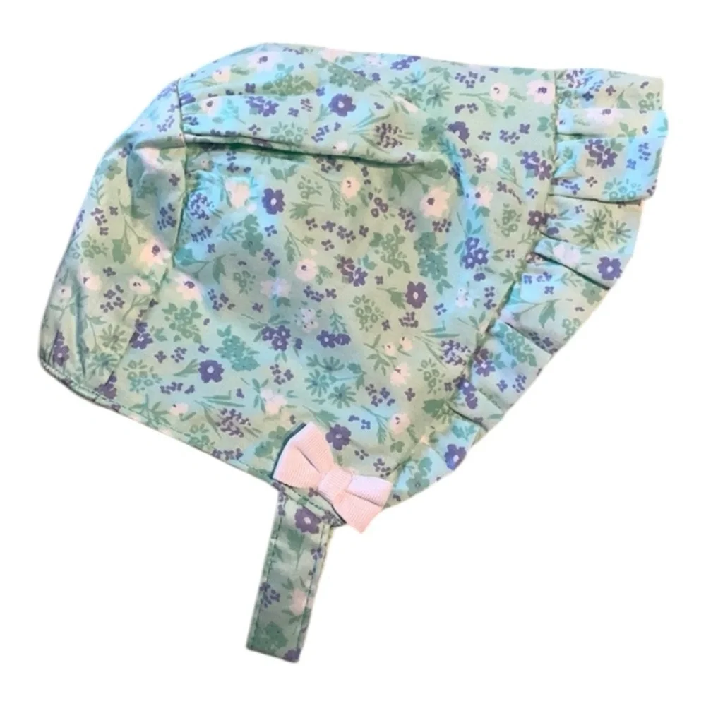 Janie & Jack Newborn Girls Floral Bonnet with Snap Chin Strap